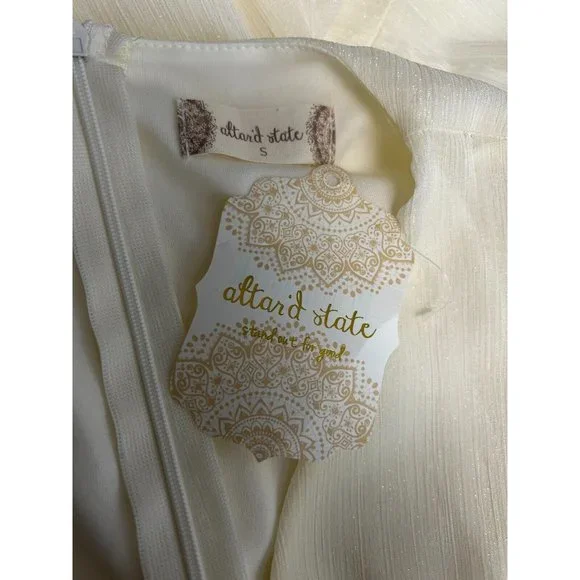 Altar’D State Florentina H3 Ivory Ruffled Wrap Dress Polyester Women's Small NWT - Picture 6 of 9